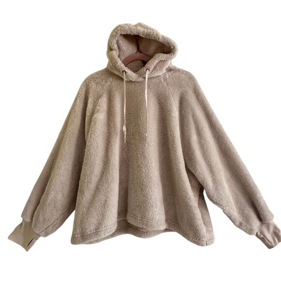 Old Navy High Pile Sherpa Wishbone White Hoodie Relaxed Fit Size XXL - Picture 1 of 3
